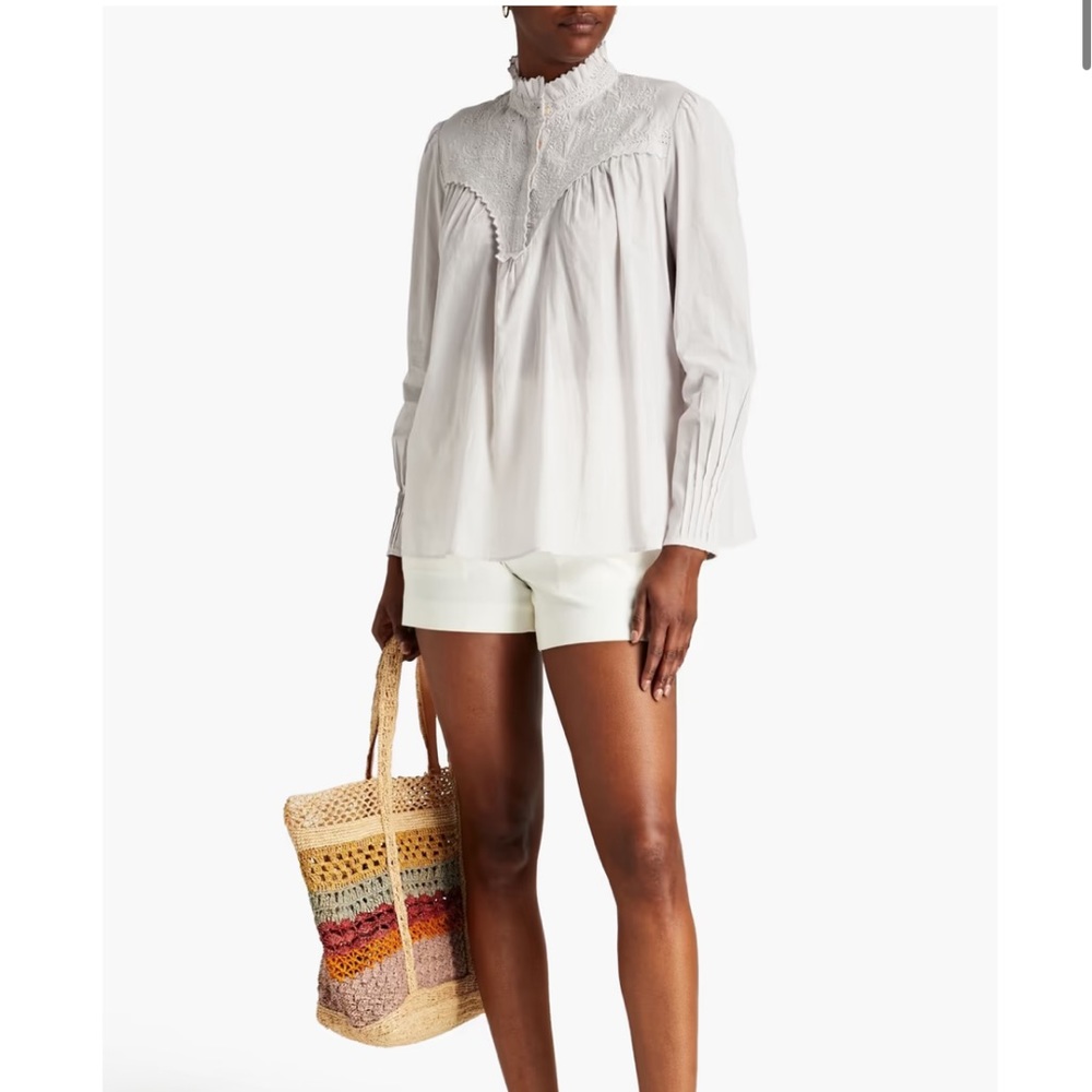 NWOT Ba&Sh paneled broderie anglaise cotton shirt “size 0” or US 2